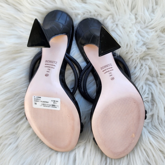 Schutz Lucimar Strappy Heeled Sandals Black - Picture 8 of 10